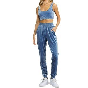 Better Be On the Town Crop Top and Jogger Two Piece Set Blue Size Large NWT